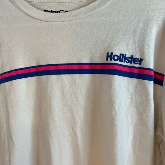 HOLLISTER Unisex White Stripe LS MEDIUM - Picture 2 of 8